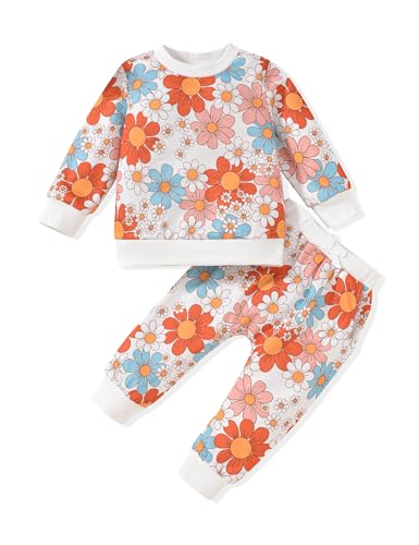 puseky Babykleidung Set Baby Mädchen Kleidung Outfit Langarm Sweatshirt Pullover Tops Jogger Hosen Zweiteiliges Babykleidungsset 6-12 Monate von puseky