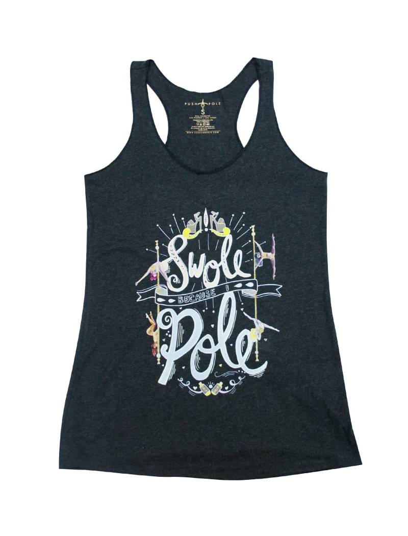 Swole Because I Pole Dance Tri-Blend Tank Top Luftstarke Illustration von pushandpole
