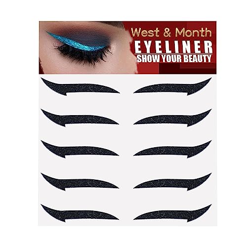 Glitzer-Eyeliner-Streifen zum Aufkleben - Sofortige selbstklebende Eyeliner-Schablone Sparkle 5 Paar | Make-up-Eyeliner-Aufkleber, Aufkleber-Eyeliner für -Augen-Make-up-Werkzeug, Puzzlegame von puzzlegame