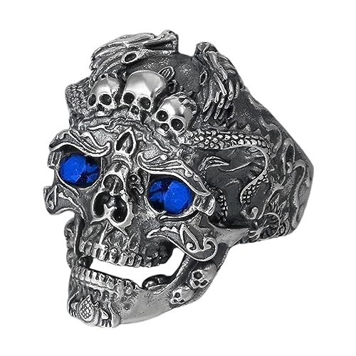 Gotische Totenkopfringe,Vintage gruselige Skelettringe - Sensenmann-Skelettringe für Jungen, Totenkopf-Kopfringe, offene Gothic-Moderinge, gruselige Vintage-Skelettringe Puzzlegame von puzzlegame