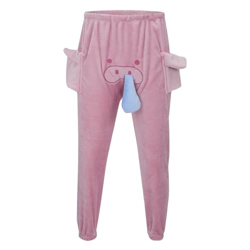 Lustige Schweinehose | Schweinehose Lustige Pyjamas | Weicher Cartoon Schwein Pyjama Warme Nachtwäsche Hose | Unisex Schlafanzug mit süßem Tierschweinchen, kreative Geschenke für Paare, Freunde von puzzlegame