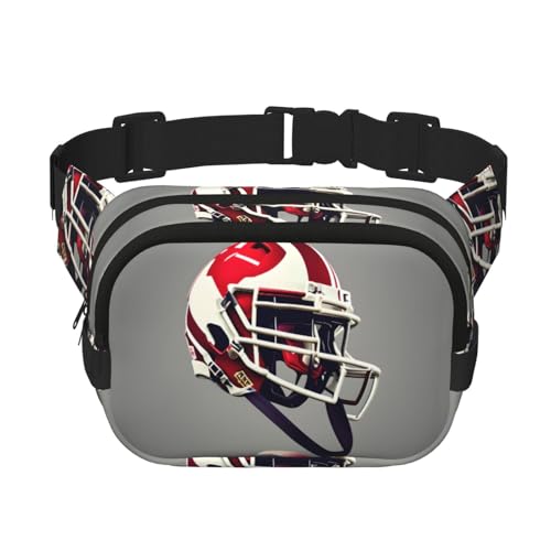 American Football Print Quadratische Taille Brieftasche Doppelschicht Fanny BagTrendy Reise Hüfttasche für Männer und Frauen, Schwarz, One Size, blacks, One size von pvinnk