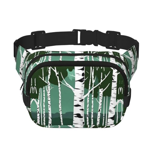 Bauchtasche Hüfttasche mit Birkenmuster für Damen und, Schwarz , one size von pvinnk