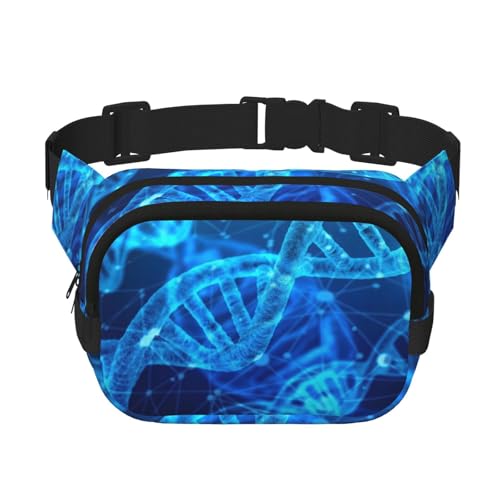 DNA-Kette, Fotodruck, quadratische Taille, Geldbörse, doppellagig, trendige Reise-Hüfttasche für Damen und Herren, Schwarz, Einheitsgröße DNA-Kette, Fotodruck, quadratische Taille, Geldbörse, doppellagig, trendige Reise-Hüfttasche für Damen und Herren, Schwarz, Einheitsgröße von pvinnk