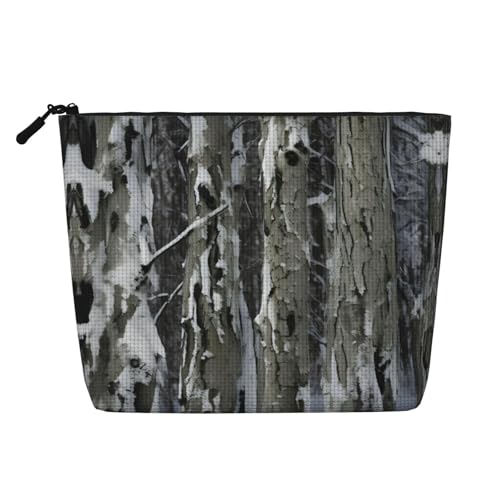 pvinnk Cold Tree Make-up-Tasche, einlagig, Make-up-Tasche, Reise-Kosmetik-Organizer, großes Fassungsvermögen, mit Reißverschluss, Schwarz, Einheitsgröße von pvinnk