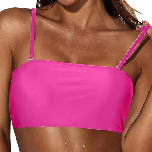 Bikini Oberteil Bandeau | Bandeau Top Damen | Abnehmbare Träger und Trägerlos | Bandeau Bikini | Bikini Oberteil Schwarz Trendige von pvucpot