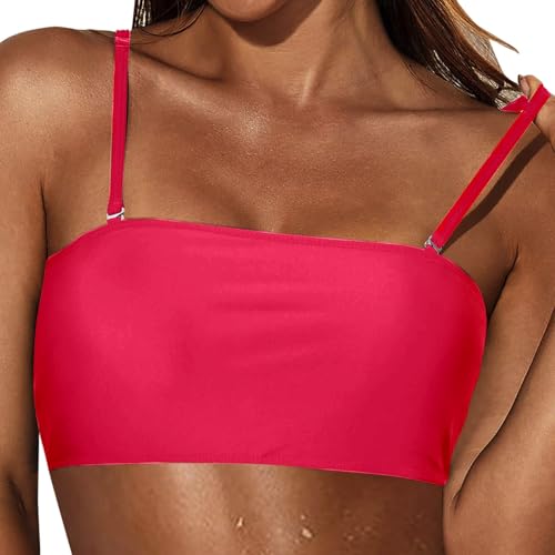 Bikini Oberteil Bandeau | Bandeau Top Damen | Abnehmbare Träger und Trägerlos | Bandeau Bikini | Bikini Oberteil Schwarz Trendige von pvucpot