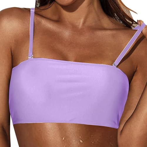 Bikini Oberteil Bandeau | Bandeau Top Damen | Abnehmbare Träger und Trägerlos | Bandeau Bikini | Bikini Oberteil Schwarz Trendige von pvucpot