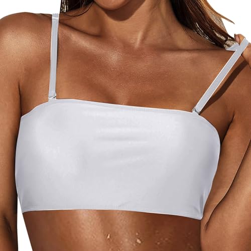 Bikini Oberteil Bandeau | Bandeau Top Damen | Abnehmbare Träger und Trägerlos | Bandeau Bikini | Bikini Oberteil Schwarz Trendige von pvucpot