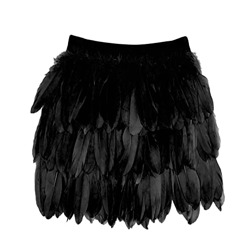 Damen Feder Rock Karnevalkostüm Elastische Taille Party Minirock Tüllrock von pvucpot