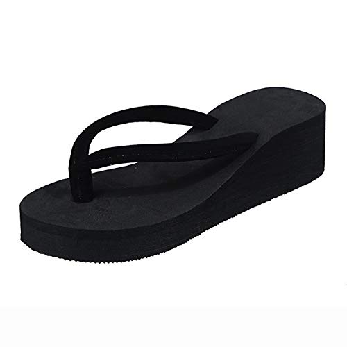 Damen Flip Flops Zehentrenner Plattform Sandalen Hausschuhe Plateau Strandschuhe Keilabsatz Freizeitschuhe Peep Toe Sommerschuhe Wedges Strass Schuhe Basic von pvucpot