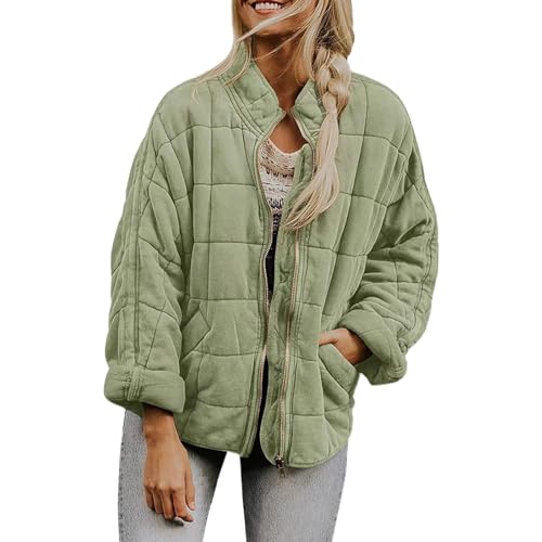 Damen Leichte Winterjacke Packbar Oversized Steppjacke Kurz mit Reißverschluss Wasserabweisende Kurzer Daunenmantel Damen Dolman Steppjacke Wintermäntel Jacken Leicht verpackbarer Mantel Daunenjacke von pvucpot