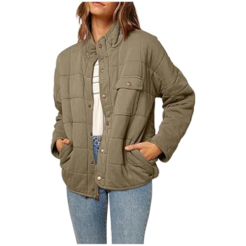 Damen Leichte Winterjacke Packbar Oversized Steppjacke Kurz mit Reißverschluss Wasserabweisende Kurzer Daunenmantel Damen Dolman Steppjacke Wintermäntel Jacken Leicht verpackbarer Mantel Daunenjacke von pvucpot