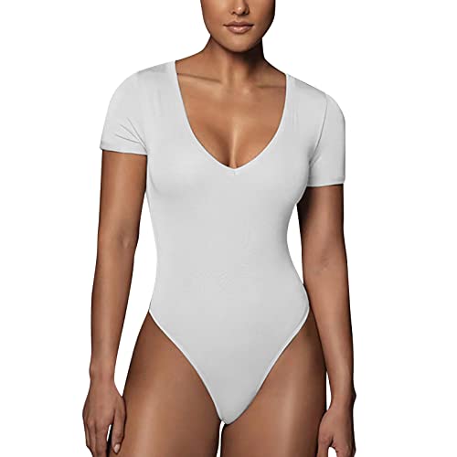 Damen T-Shirt Bodysuit Bauchweg Shapewear Body Stark Formend mit Kurze Ärmel Rundhals Body Shaper Figurformender Shaping Tank Top Yoga von pvucpot