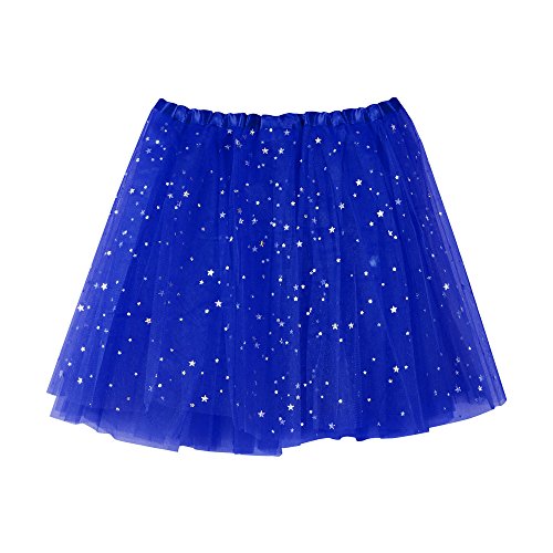 Damen Tüllrock Tütü Rock Minirock Star Pailletten Ballettrock Dehnbaren Tutu Rock Erwachsene 50er Rockabilly Petticoat Unterrock Tanzrock Tütü Kurz Ballett Cosplay Festliche Karneval Kostüm Ballett von pvucpot