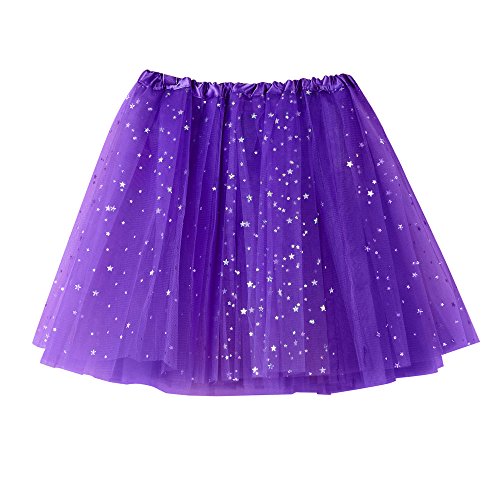 Damen Tüllrock Tütü Rock Minirock Star Pailletten Ballettrock Dehnbaren Tutu Rock Erwachsene 50er Rockabilly Petticoat Unterrock Tanzrock Tütü Kurz Ballett Cosplay Festliche Karneval Kostüm Ballett von pvucpot