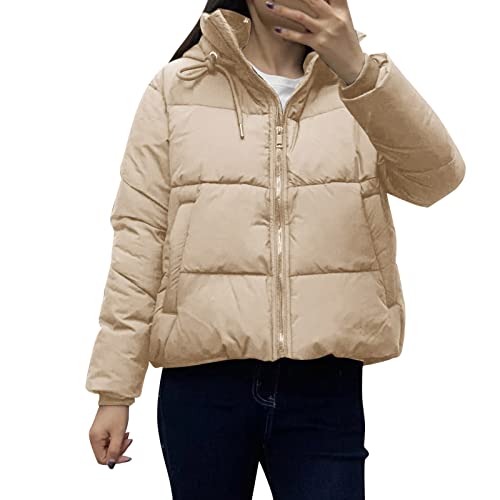 Daunenjacke Damen Winter Kurz Puffer 3/4 Jacke Cropped Jacke Daunen Crop Winterjacke Bauchfrei Bauchfrei Wintermantal Winterparka üBergangsmantel Parka Fleecejacke Steppjacke Outdoorjacke Daunenjacke von pvucpot