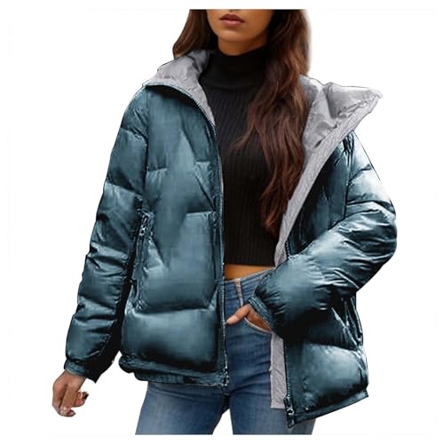 Daunenjacke Damen Winter Kurz Puffer 3/4 Jacke Cropped Jacke Daunen Crop Winterjacke Bauchfrei Bauchfrei Wintermantal Winterparka üBergangsmantel Parka Fleecejacke Steppjacke Outdoorjacke Daunenjacke von pvucpot