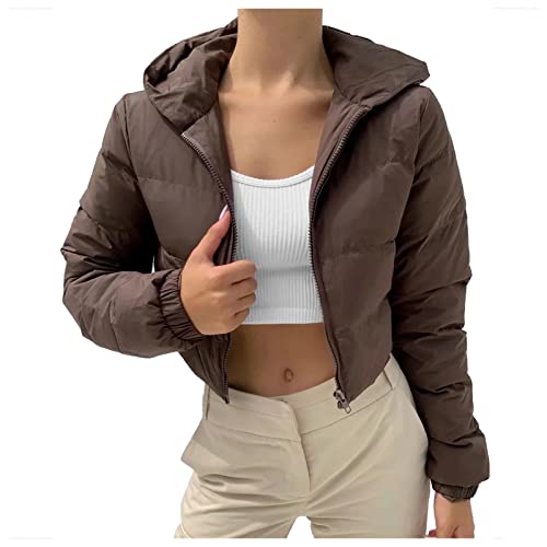 Daunenjacke Damen Winter Kurz Puffer 3/4 Jacke Cropped Jacke Daunen Crop Winterjacke Bauchfrei Bauchfrei Wintermantal Winterparka üBergangsmantel Parka Fleecejacke Steppjacke Outdoorjacke Daunenjacke von pvucpot