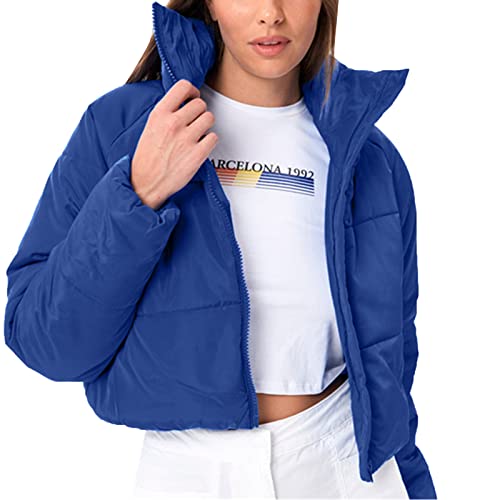 Daunenjacke Damen Winter Kurz Puffer 3/4 Jacke Cropped Jacke Daunen Crop Winterjacke Bauchfrei Bauchfrei Wintermantal Winterparka üBergangsmantel Parka Fleecejacke Steppjacke Outdoorjacke Daunenjacke von pvucpot