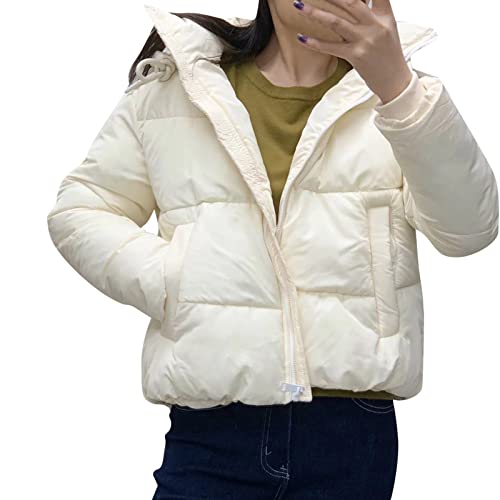 Daunenjacke Damen Winter Kurz Puffer 3/4 Jacke Cropped Jacke Daunen Crop Winterjacke Bauchfrei Bauchfrei Wintermantal Winterparka üBergangsmantel Parka Fleecejacke Steppjacke Outdoorjacke Daunenjacke von pvucpot