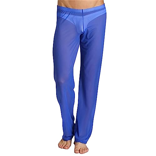 Herren Hose transparent Netz Nachtwäsche Männer Reizvoll Unterwäsche Nylon Hose Herren Mesh durchsichtige Lange Hose Sheer Pant Männer Hose Netz-Stoff Schlafanzughose Warm Pyjama Hose Soft von pvucpot