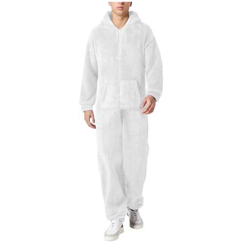 Herren Paar Jumpsuit Kuschelig Lustig Lang Pyjama Reißverschluss Teddy Fleece Einteiler Onesie Schlafanzug Winter Warm Plüsch Overall Schlafoverall Herren Kuschelig Pyjama，Geschenke für Männer von pvucpot