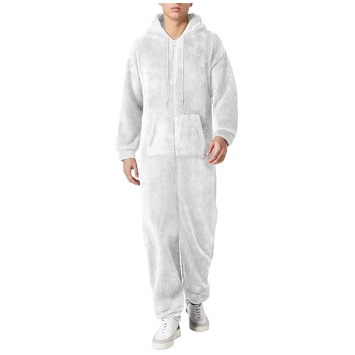 Herren Paar Jumpsuit Kuschelig Lustig Lang Pyjama Winter Warm Plüsch Overall Schlafoverall Reißverschluss Teddy Fleece Einteiler Onesie Einteiler Onesie Schlafanzug，Geschenke für Männer von pvucpot
