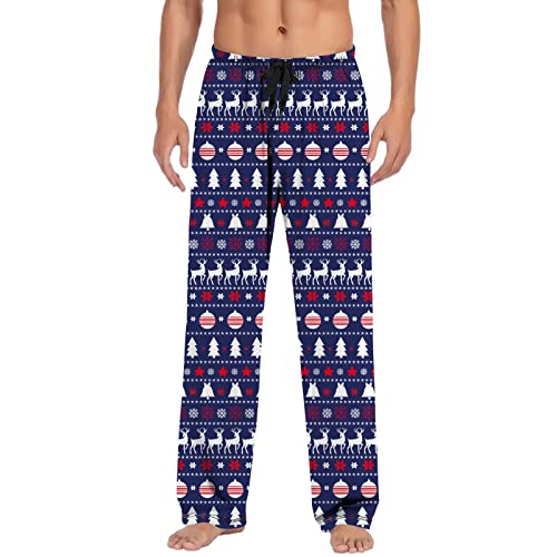 Herren Weihnachten Pyjama Hose Grafik Lounge Hose Schlafhose Kordelzug Elastische Taille für Urlaub mit Taschen Weihnachten Hose Pyjamahose Herren Lang Freizeithosen Freizeithose Pyjamahose Pyjamahose von pvucpot