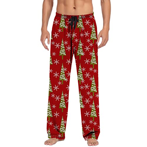 Herren Weihnachten Pyjama Hose Grafik Lounge Hose Schlafhose Kordelzug Elastische Taille für Urlaub mit Taschen Weihnachten Hose Pyjamahose Herren Lang Freizeithosen Freizeithose Pyjamahose Pyjamahose von pvucpot