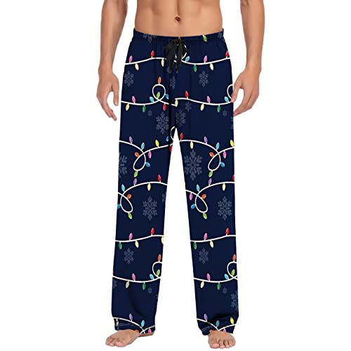 Herren Weihnachten Pyjama Hose Grafik Lounge Hose Schlafhose Kordelzug Elastische Taille für Urlaub mit Taschen Weihnachten Hose Pyjamahose Herren Lang Freizeithosen Freizeithose Pyjamahose Pyjamahose von pvucpot