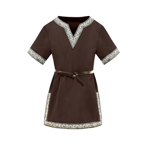 Jungen Mittelalter Tunika Kinder Cosplay T-Shirts Kostüm Halloween Renaissance Warrior Ritter Tops Bescherung von pvucpot