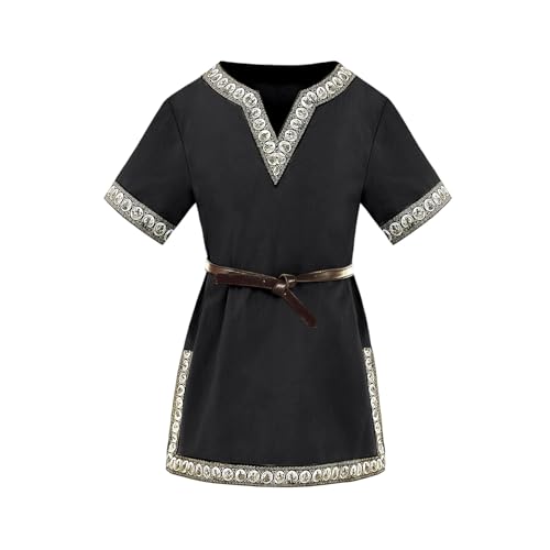 Jungen Mittelalter Tunika Kinder Cosplay T-Shirts Kostüm Halloween Renaissance Warrior Ritter Tops Bescherung von pvucpot