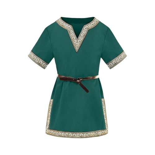 Jungen Mittelalter Tunika Kinder Cosplay T-Shirts Kostüm Halloween Renaissance Warrior Ritter Tops Bescherung von pvucpot