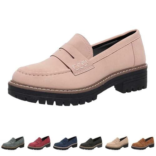 Plateau Sandalen Damen Einfarbige Lederschuhe Retro Loafers rutschfest Sommerschuhe Bequem Walkingschuhe Slip on Lederschuhe Wasserdicht Strandschuhe Freizeit Tanzschuhe Trekkingschuhe Basic von pvucpot
