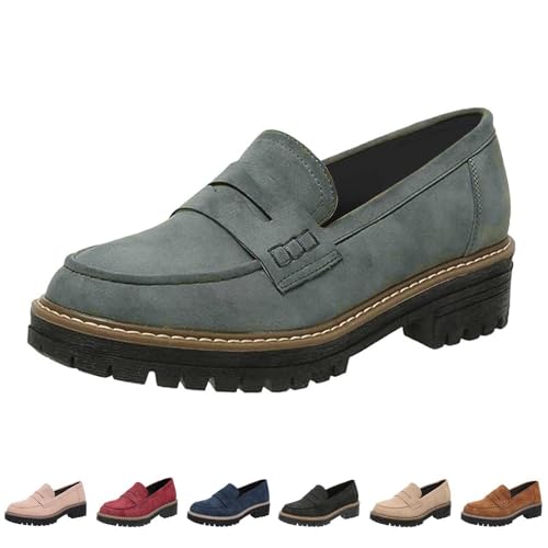 Plateau Sandalen Damen Einfarbige Lederschuhe Retro Loafers rutschfest Sommerschuhe Bequem Walkingschuhe Slip on Lederschuhe Wasserdicht Strandschuhe Freizeit Tanzschuhe Trekkingschuhe Basic von pvucpot