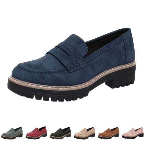 Plateau Sandalen Damen Einfarbige Lederschuhe Retro Loafers rutschfest Sommerschuhe Bequem Walkingschuhe Slip on Lederschuhe Wasserdicht Strandschuhe Freizeit Tanzschuhe Trekkingschuhe Basic von pvucpot