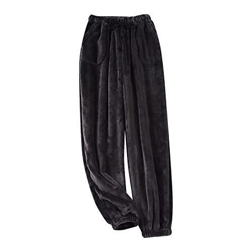 Plüschhose Damen Herren Fleece Plüsch Dicke Schlafanzughose Unisex Soft Fleece Pyjamahose Lange Warme Freizeithose Home Haushose Pyjamahose von pvucpot