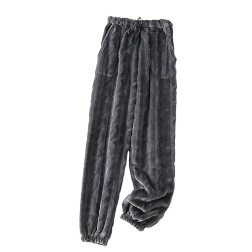Plüschhose Damen Herren Fleece Plüsch Dicke Schlafanzughose Unisex Soft Fleece Pyjamahose Lange Warme Freizeithose Home Haushose Pyjamahose von pvucpot