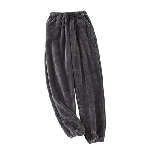 Plüschhose Damen Herren Fleece Plüsch Dicke Schlafanzughose Unisex Soft Fleece Pyjamahose Lange Warme Freizeithose Home Haushose Pyjamahose von pvucpot