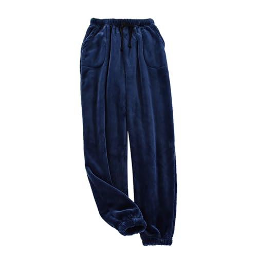 Plüschhose Damen Herren Fleece Plüsch Dicke Schlafanzughose Unisex Soft Fleece Pyjamahose Lange Warme Freizeithose Home Haushose Pyjamahose von pvucpot