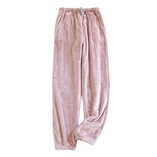 Plüschhose Damen Herren Fleece Plüsch Dicke Schlafanzughose Unisex Soft Fleece Pyjamahose Lange Warme Freizeithose Home Haushose Pyjamahose von pvucpot