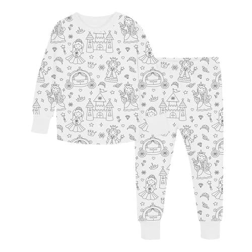 Pyjama-Set zum Ausmalen für Kinder, DIY-Pyjama für Kinder, Langarm-Pjs mit Oberteil und Hose,Kinderbastelarbeiten für Spa Kinder Schlafanzug Baumwolle und Hose Kinder Gaming Pjs Langarm Trendige von pvucpot