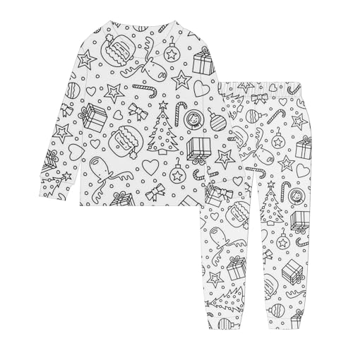Pyjama-Set zum Ausmalen für Kinder, DIY-Pyjama für Kinder, Langarm-Pjs mit Oberteil und Hose,Kinderbastelarbeiten für Spa Kinder Schlafanzug Baumwolle und Hose Kinder Gaming Pjs Langarm Trendige von pvucpot