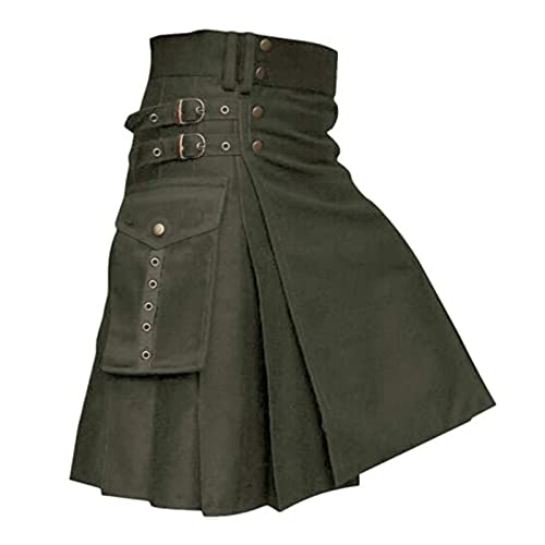 Schottischer Kilt Klassischer Rock Herren Karo Rock mit Taschen kurzer Schottenrock Karierter Kilt Schottischer Klassischer Mit Kontrasttaschen Schottischen Stil Individualität Vintage Party Geschenk von pvucpot