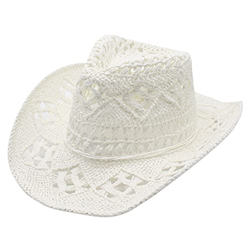 Sommerhut Herren Strohhut Sommerhut Strohhüte Damen Herren Sommer Western Cowboyhut Formbarer Strohhut Ausgehöhlter Sonnenhut Kostüm Cowboy Hut Sommer Strohhut Damen Breite Krempe Mode Trendige von pvucpot