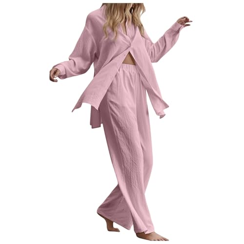 Zweiteiliges Damen Set Aus Sommer Sport Und Freizeit Hosenträger Oberteilen Mit Rundhalsausschnitt Und Hosen Mit Weitem Bein Musselin Set Lockere Und Atmungsaktive Sommer Outfits Leicht Freizeit Hause von pvucpot