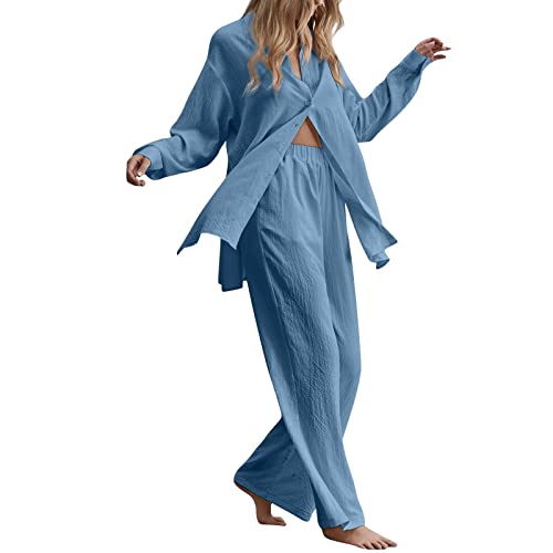 Zweiteiliges Damen Set Aus Sommer Sport Und Freizeit Hosenträger Oberteilen Mit Rundhalsausschnitt Und Hosen Mit Weitem Bein Musselin Set Lockere Und Atmungsaktive Sommer Outfits Leicht Freizeit Hause Zweiteiliges Damen Set Aus Sommer Sport Und Freizeit Hosenträger Oberteilen Mit Rundhalsausschnitt Und Hosen Mit Weitem Bein Musselin Set Lockere Und Atmungsaktive Sommer Outfits Leicht Freizeit Hause von pvucpot