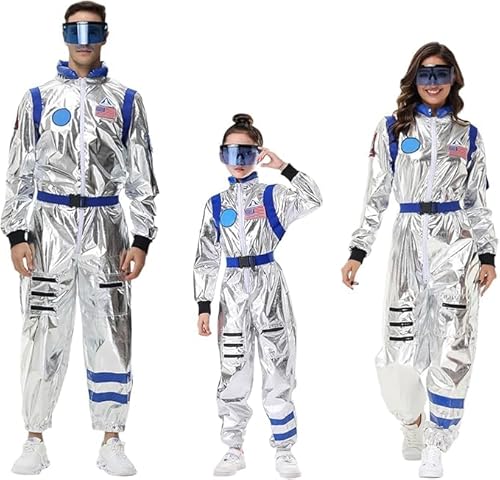 pvucpot Astronaut Kostüm Herren Frauen Faschingskostüme Damen Astronaut Overall Space Anzug Weltall Astronauten Kostüm Herren Erwachsene Damen Spaceman Raumfahrer Costume Schöne Bescherung Kinder von pvucpot