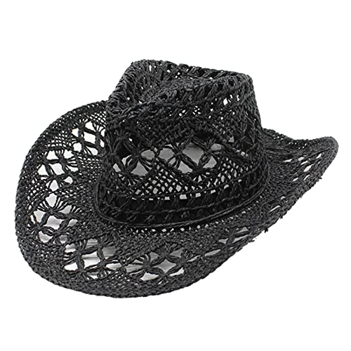 pvucpot Cowboyhut Strohhat Damen Herren Western Cowboy Hut Cowgirl Hüte Panamahut Westernhut Luftiger Sommerhut Sonnenhut Strandhut Texas Hut Leicht Sommerhut Leichter von pvucpot